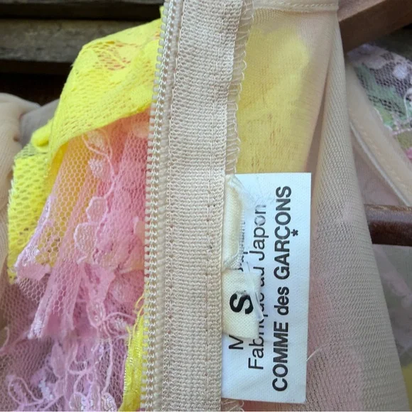 Comme Des Garçons Pink Ruffled lace Tulle sheer Dress - Size small - Picture 10 of 13